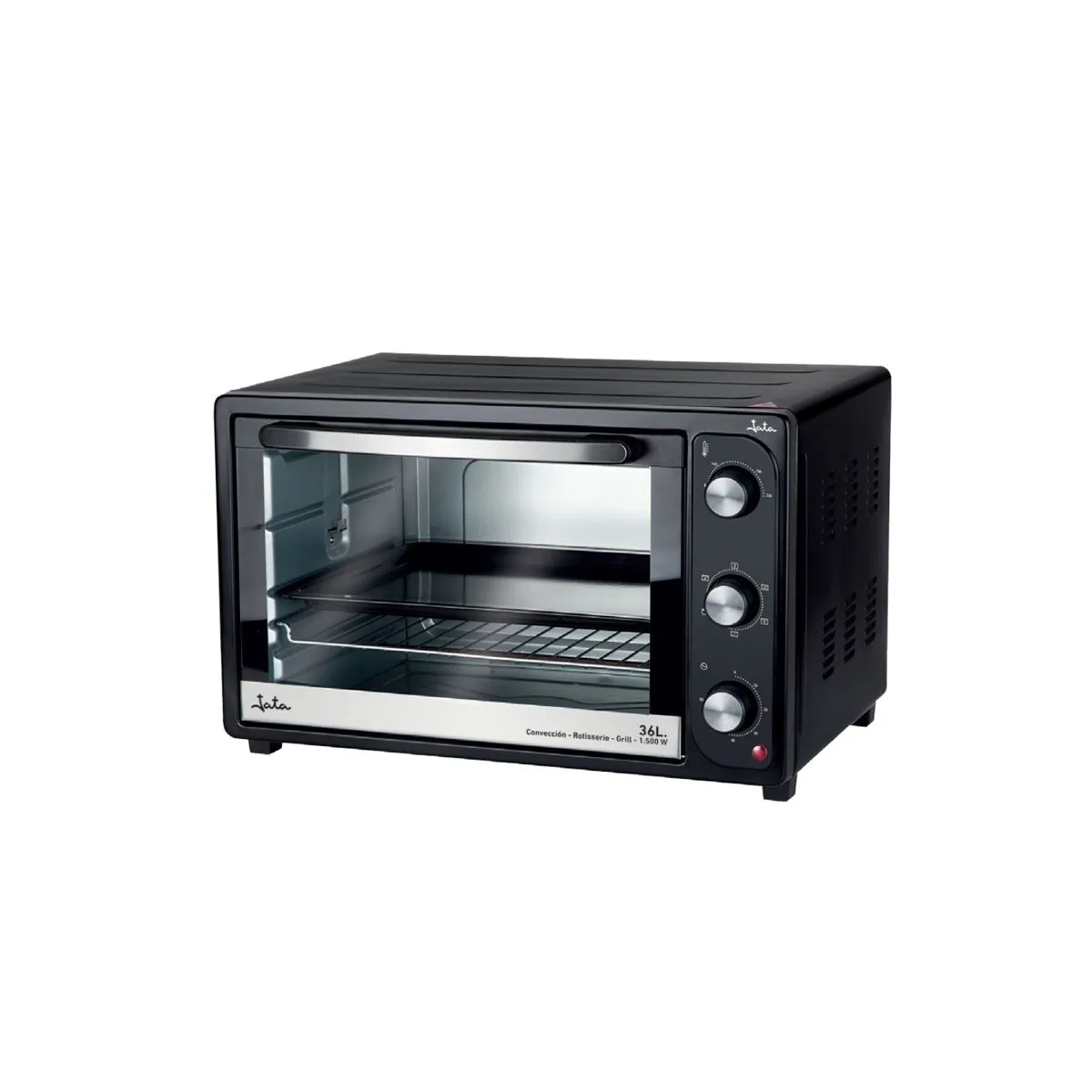 Jata HN936 Horno Eléctrico de Sobremesa, 1500 W, Capacidad 36 litros,  Función Grill Rotisserie Convencción, Temporizador, Termostato Regulable,  Incluye Parrilla, Medidas Externas 51 x 40,5 x 33 cm : : Hogar y  cocina