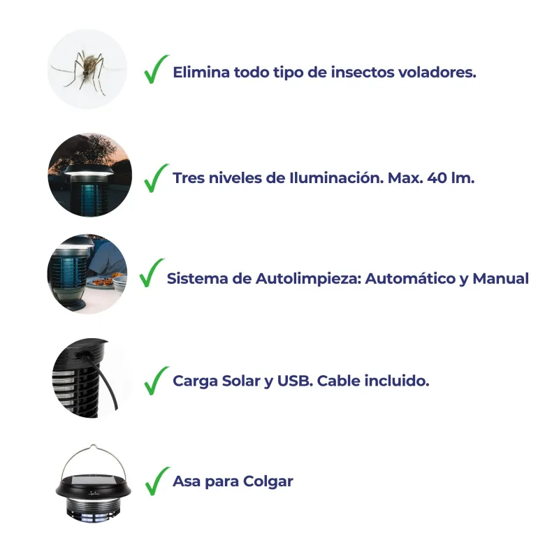 Antimosquitos y lámpara solar 2 en 1 MELI0420