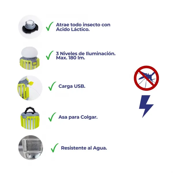 Antimosquitos y lámpara portátil 2 en 1 MIB9V