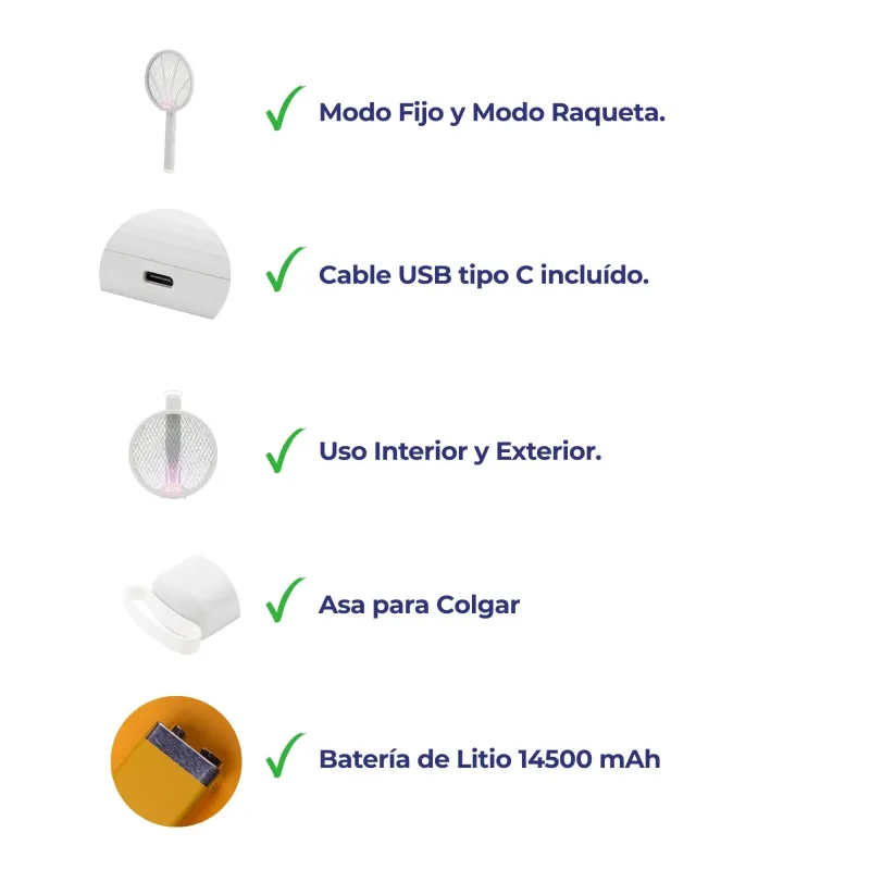 Raqueta eléctrica antimosquitos plegable MOST3555