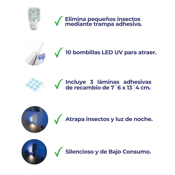 ELIMINA INSECTOS ADHESIVO Y LÁMPARA 2 EN 1 MOST1552