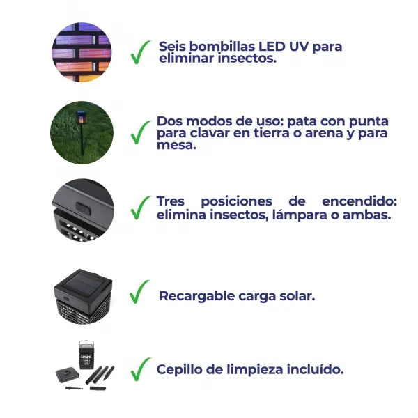Lámpara solar exterior elimina insectos 2 en 1 MOST3523