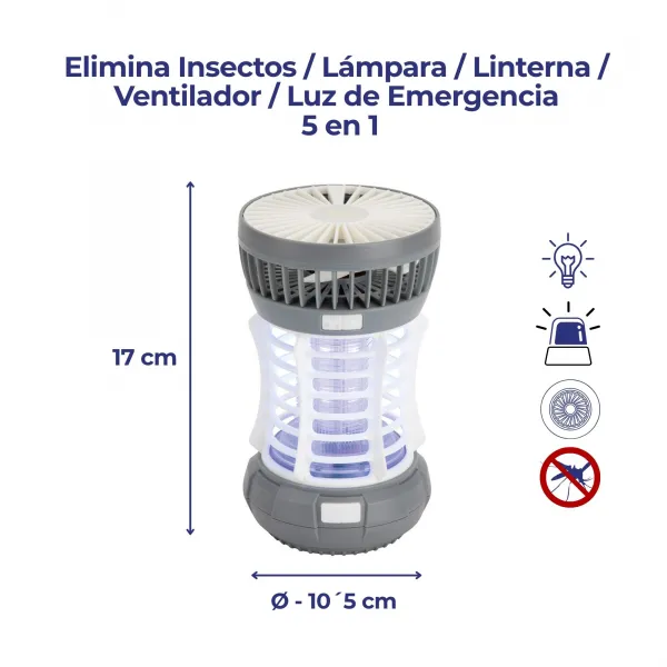 Elimina insectos / Lámpara / Linterna / Ventilador / Luz de emergencia 5 EN 1 MOST3532