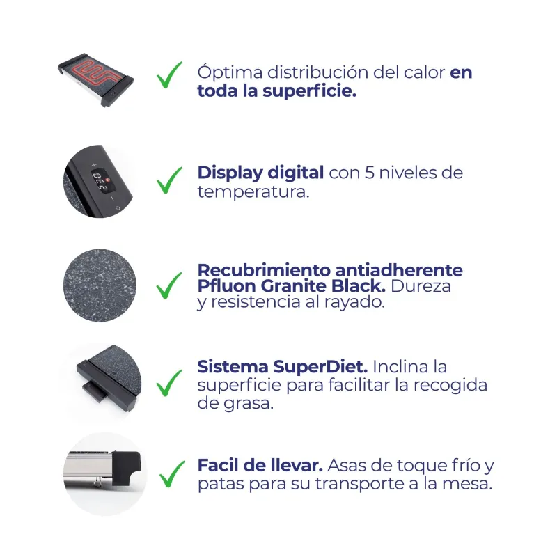 Plancha de Asar Electrónica Excellence JEGR3000