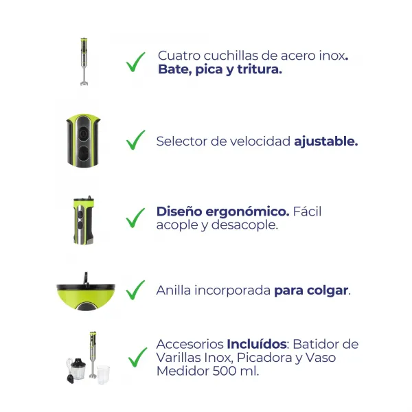 Batidora de mano con accesorios JEBT1789