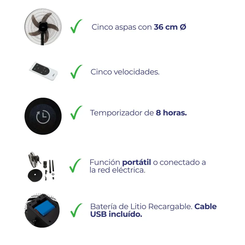 Ventilador multifunción portátil 5 en 1 JVVP3051