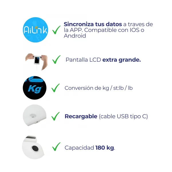 Báscula Bioimpedancia Digital Analizador de Grasa Corporal Y Muscular HBAS2501