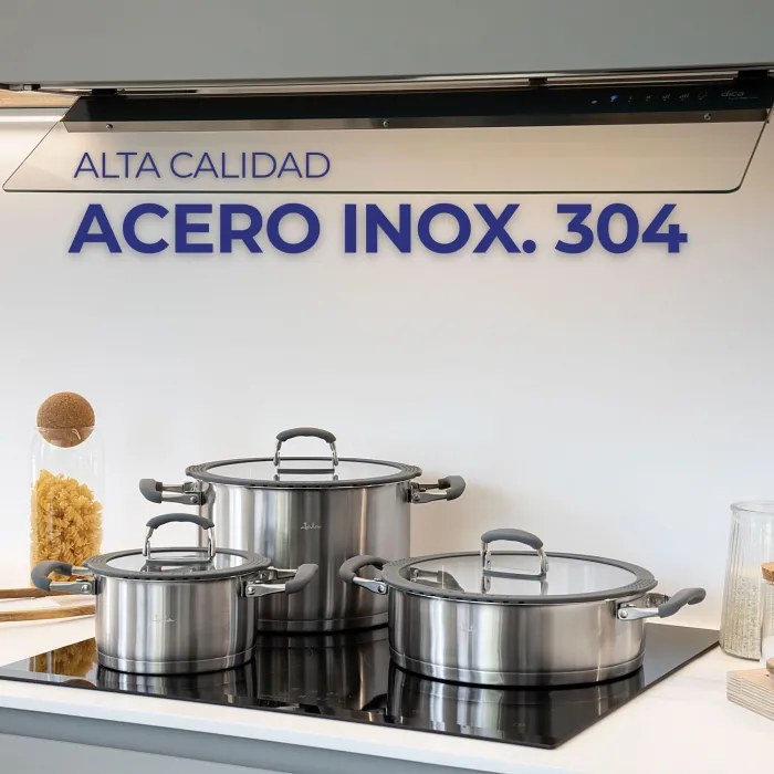 Set de Ollas Apilables de Acero Inoxidable - 3 Piezas con... 2