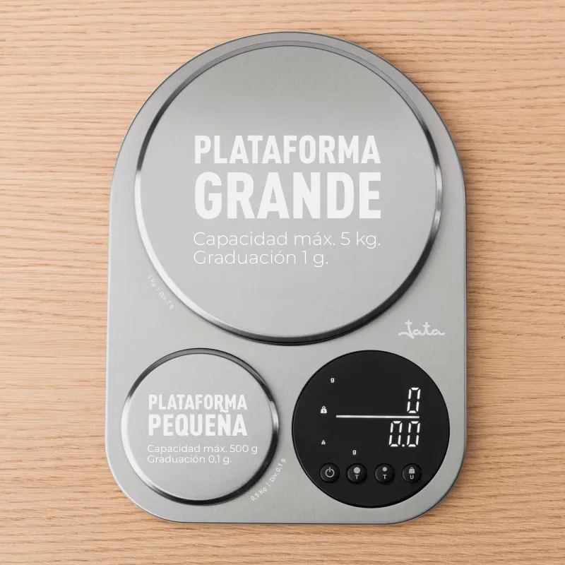Bascula de cocina electrónica doble plataforma...