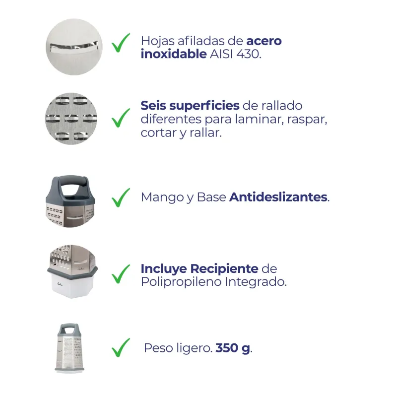 Rallador Manual 6 Lados HRAL3269