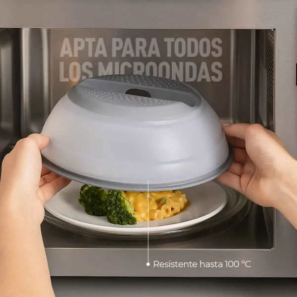 Tapa microondas multiusos plegable: vaporera, tapa y escurre verduras HACC4530