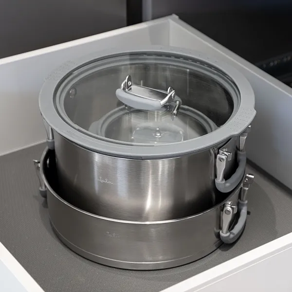 Batería de Cocina de Acero Inoxidable - 3 Piezas con Tapas de Cristal HBAT2552