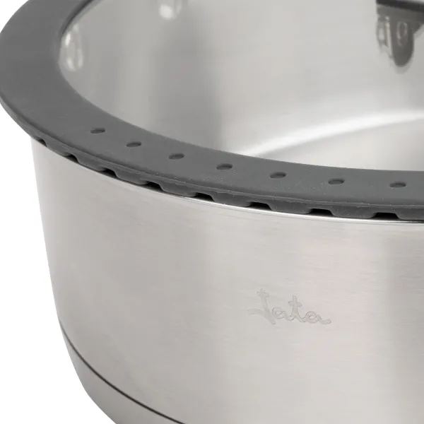 Batería de Cocina de Acero Inoxidable - 3 Piezas con Tapas de Cristal HBAT2552