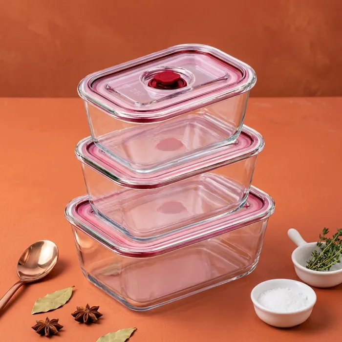 Set 3 Recipientes de Vidrio Templado HREC4204